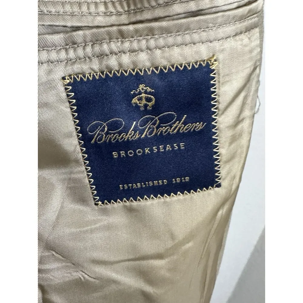 Brooks Brothers Brooksease‎ Mens 100% Wool Beige Blazer Size 45